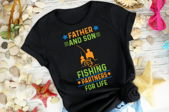 Father and Son Fishing Graphics for Print Templates