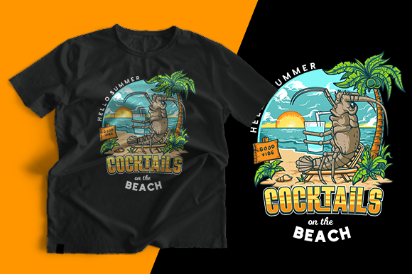 Lobster Drink Cocktail T-shirt Design: Graphics Asset Review