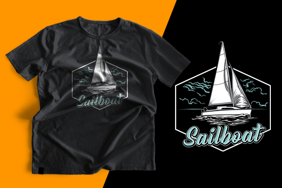 Sailboat T-Shirt Design: Graphics for Print Templates
